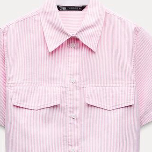 Zara Pink Striped Button Down Shirt - Picture 6 of 10